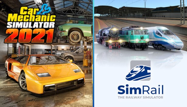 SimRail and Car Mechanic Simulator 2021 cover art