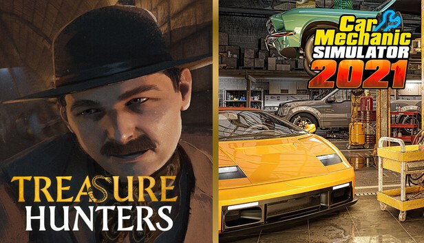 Treasure Hunters and Car Mechanic Simulator 2021 cover art