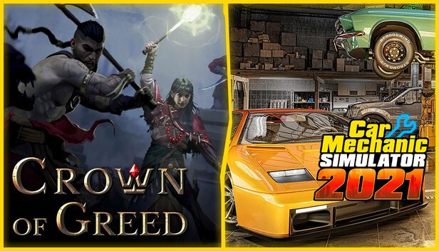 Crown of Greed and Car Mechanic Simulator 2021 cover art