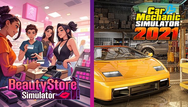 Beauty Store Simulator and Car Mechanic Simulator 2021 cover art