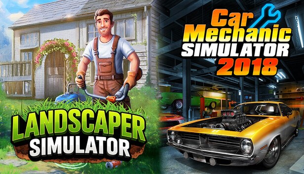 Landscaper Simulator and Car Mechanic Simulator 2018 cover art